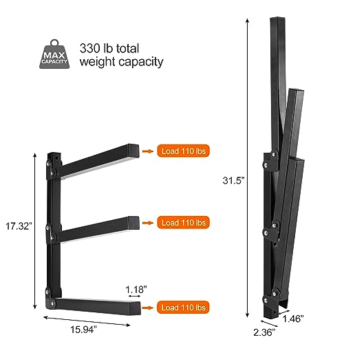 Wall Mount Wood Organizer and Lumber Storage Rack with 3 (Black-4 PACK)