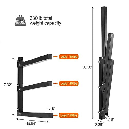 Wall Mount Wood Organizer and Lumber Storage Rack with 3 (Black-4 PACK)