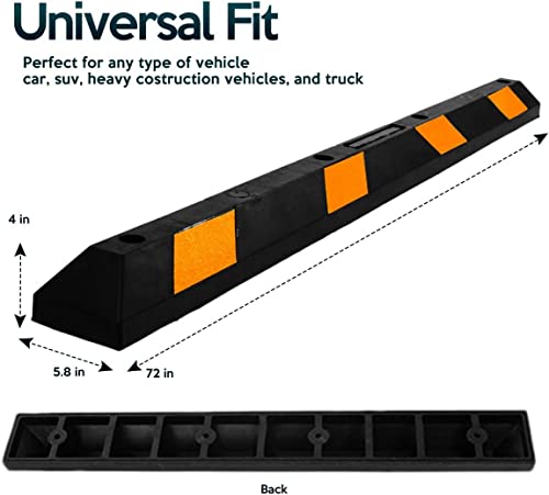 Parking Stopper for Garage Heavy Duty Rubber Parking Curb Stops 72” Garage Parking Stops 12 (12-Pack)