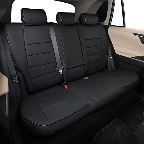 Custom Fit Tacoma Rear Car Seat Covers for Toyota Tacoma 2016 2017 2018 2019 2020 2021 2022 2023 Double Cab (Leather (Black) / 2016-2023 Tacoma,4DR-Only 2nd Row)