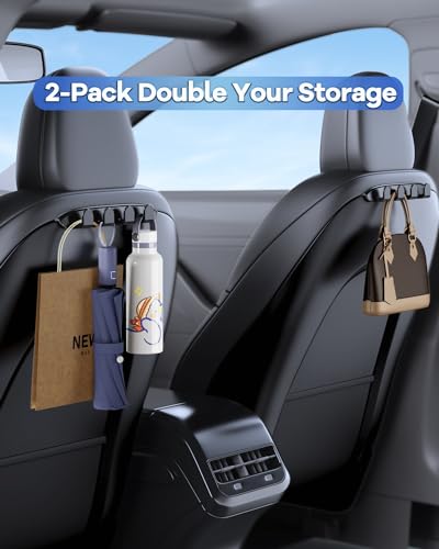 2 Pack Car Seat Hooks for Tesla Model Y (Black)