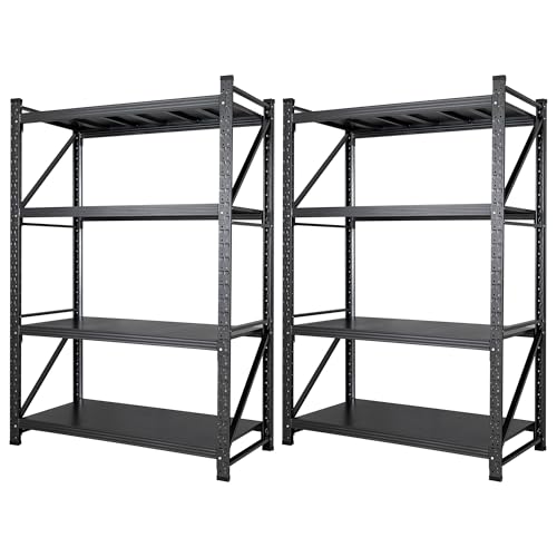 Set of 2 Metal Storage Shelves (Matte Black / 96"Wx24"Dx70"H)