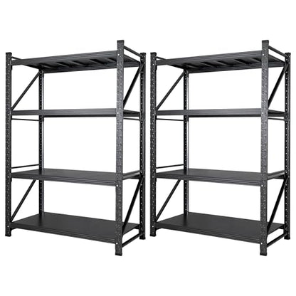 Set of 2 Metal Storage Shelves (Matte Black / 96"Wx24"Dx70"H)
