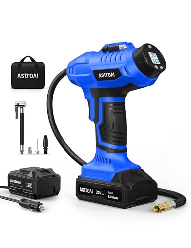 Cordless Tire Inflator Portable Air Compressor 160PSI 12VDC Battery (Blue)
