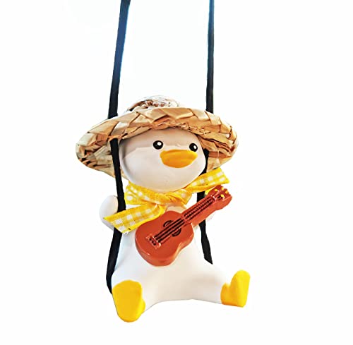 Swinging Duck Car Hanging Ornament Cute Decor Rear View Mirror Accessories Mirror Hanging Car Pendant Interior for Women Charm (E)