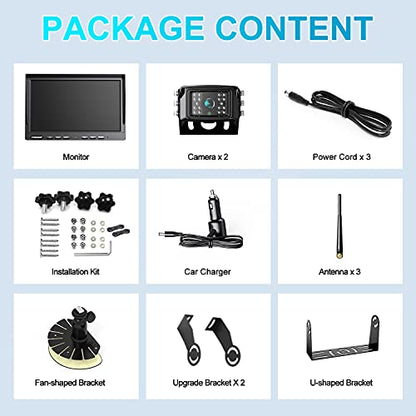 HD 1080P DVR 10" Wireless RV Backup Camera System (Coal Black / 10-inch+2 Cam)