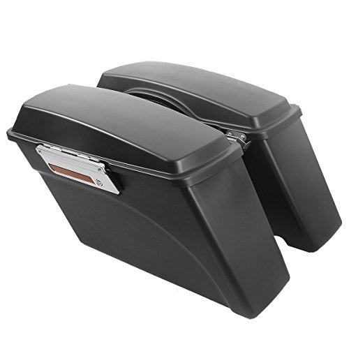 Motorcycle Hard Saddlebags with Chrome Conversion Brackets Fit For Harley Softail Deluxe Heritage Softail 1984 (Matte Black)