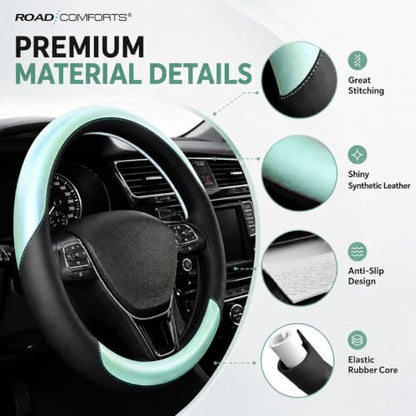 Steering Wheel Cover (Black&Light Blue)
