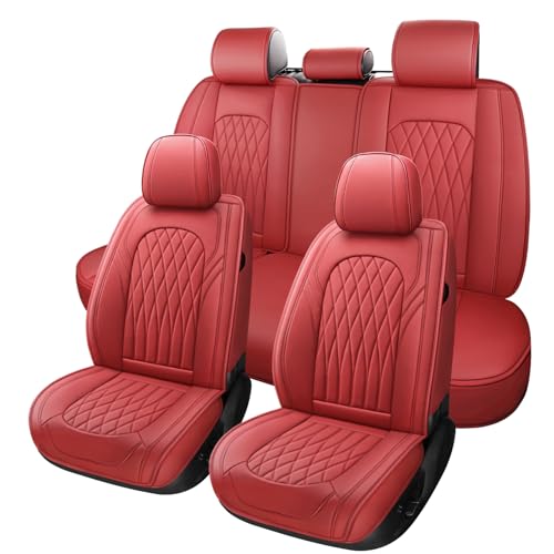 Nappa Faux Leather Car Seat Covers Full Set (Burgundy / Full Set)