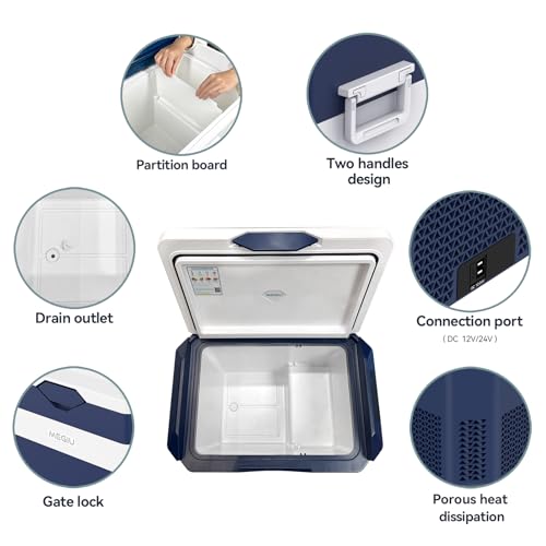 12 Volt Refrigerator Car Fridge Portable 12V 40 Quart Freezer Compressor Cooler 12V (Blue(White))