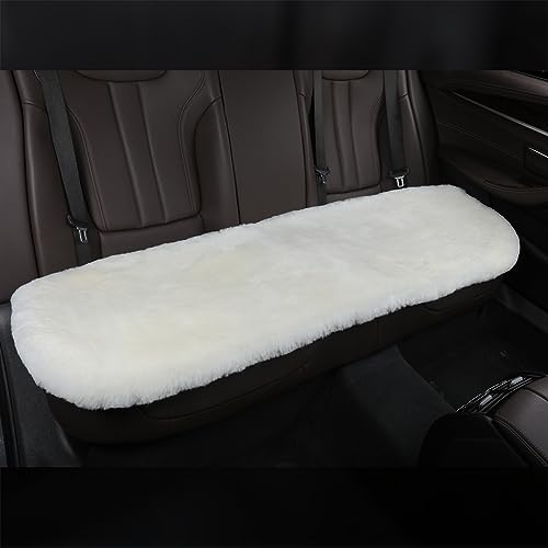 White Genuine Sheepskin Car Rear Seat Cover for Fuzzy Wool Cushion (White)