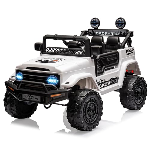 12V Kids Ride On Truck Car with Remote Control (White)