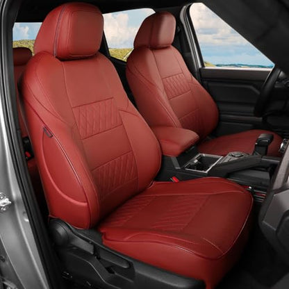 Tacoma Car Seat Covers Custom Fit for Toyota Tacoma (Leather (Burgundy) / 2024-2026 Tacoma (Petrol) Full Set)