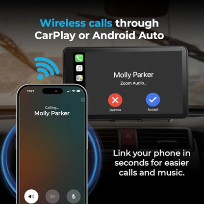 7" Wireless CarPlay & Android Auto Screen with Backup Camera