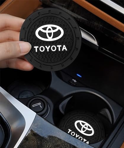 Car Cup Holder Coaster for Toyota Recessed Silicone Cupholder Coaster Interior Accessories 2.75in 2Pieces Black (Black)
