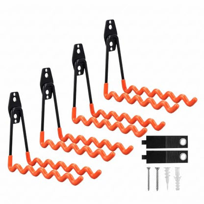 Garage Hooks 4 Pack Wave Hooks for Hanging Heavy Duty Ladders (Orange / wave hooks-4pcs)