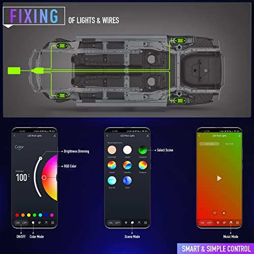 LED RGB Rock Lights for UTV ATV RZR 4 Pods with APP and Remote Control (RGB / 4 Pods)