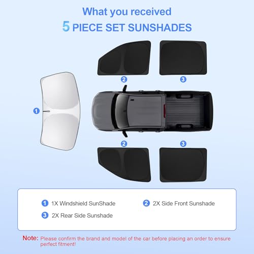 5pcs Car Window Shades for Chevrolet Silverado 2500 Crew cab 2020 (for Silverado 2500 4WD LTZ 2020-2026)