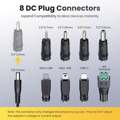 UL Listed 15V 1A 6ft Power Supply Adapter with 8 Tips (15V1A+8 Tips)