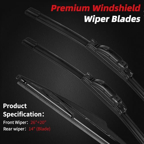 Windshield Wiper Blades Replacement for Ford Edge 2007 (26"+20"+14"(U/J Hook))