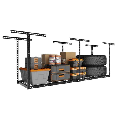 2x8ft Overhead Ceiling Garage Storage Rack (Black / 2x8ft)