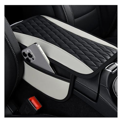 Patchwork Leather Center Console Covers for Cars (Gray)