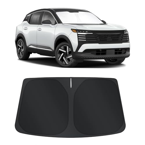 Sun Shade for Nissan Kicks 2025 2026 Accessories Windshield Sun Shade Window Shade UV Rays Protection Sun Visor Cover with Steering Wheel Sunshade Storage Bag (Windshield Sunshade for Nissan Kicks 2025 2026)