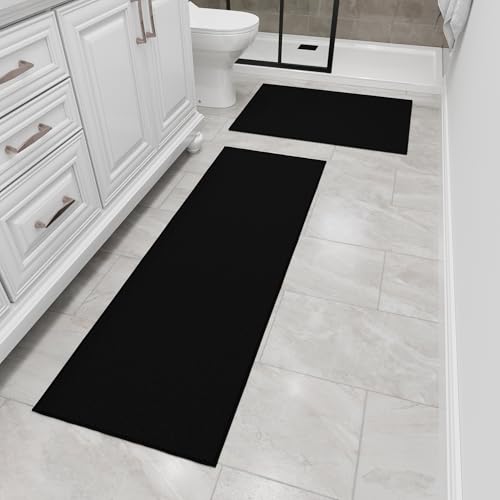Kitchen Rug Set of 2 (Solid Black)