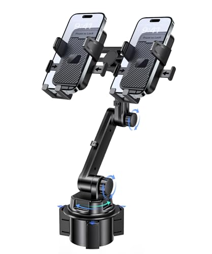 Dual Cup Holder Phone Mount for Car (Double Clamp)