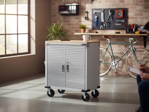Heavy Duty Rolling Storage Cabinet with Wheels and Drawers (2 Door (28" W x 18” D x 34.5" H) / Granite)
