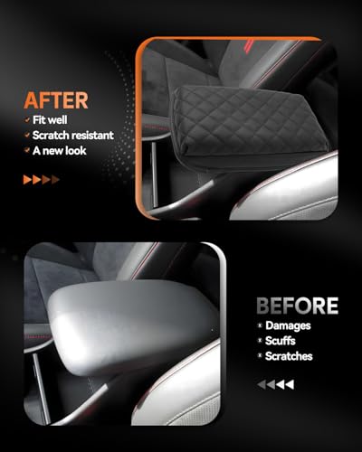 for 2024 2025 2026 Hyundai Kona Center Console Cover Armrest Cover for Kona (Kona-Thickened Black Leather Square 2024-2026)
