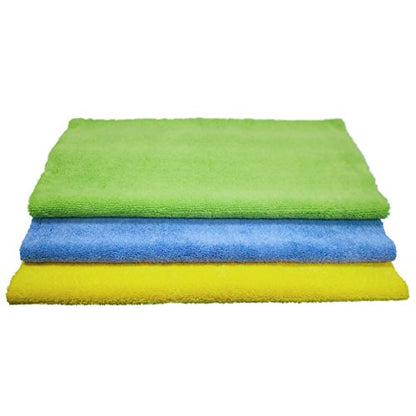 Microfiber Cleaning Towel Ultrasonic Cut Edgeless (Blue,green,yellow)