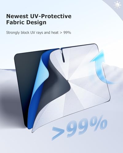 2025 Upgrade Car Windshield Sun Shade Windshield Sunshade Umbrella [Star Fabric] Protect Car from Sun Rays&Heat Damage Keeps Vehicle Cool (S2)