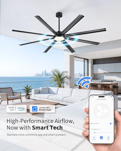 84 Inch Large Ceiling Fan with Light (Matte Black / 84 Inch)