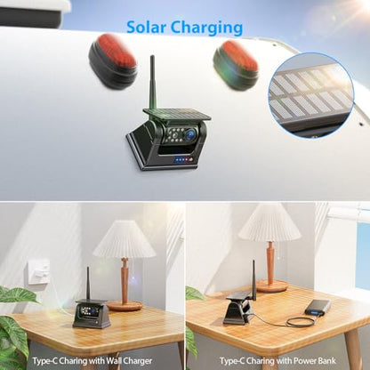 3 Magnetic Solar Wireless Backup Camera System (9"-3 Cam)