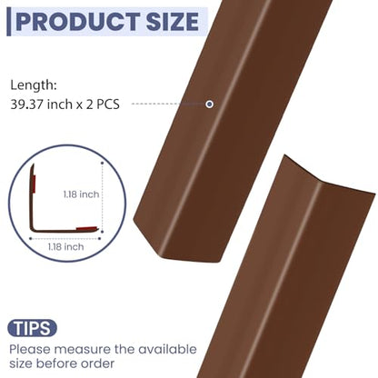 2PCS Wall Corner Protectors Guards (Brown / 39.4" X 1.18")