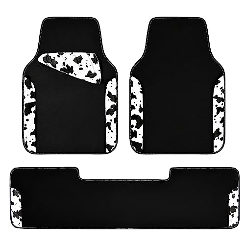 Waterproof Universal 3Pcs Car Floor Mats (Cow Print（3Pcs）)