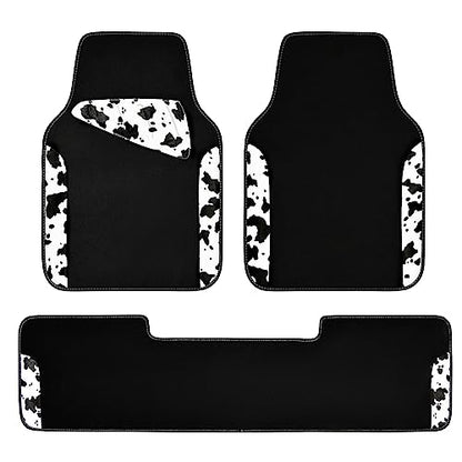 Waterproof Universal 3Pcs Car Floor Mats (Cow Print（3Pcs）)
