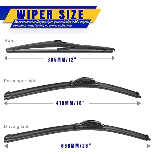 3 Wipers Fits Toyota Rav4 2019 (26"+16"+12")