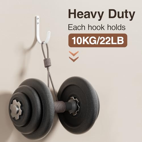 10 Pack 22LB Wall Hooks for Hanging Towel (White / 10 Pack)