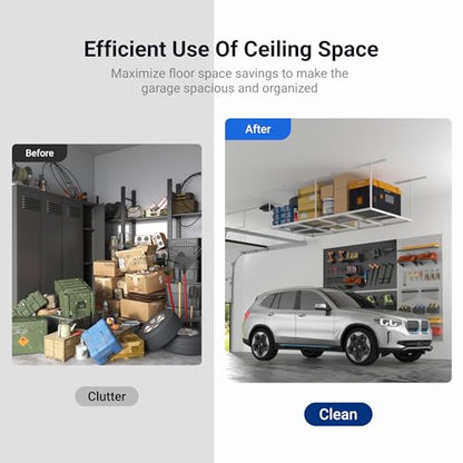 4x8 Overhead Garage Ceiling Storage Rack Organization (White / 4x8 ft)