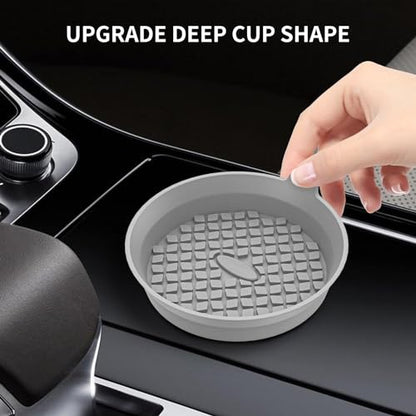 Car Cup Holder Coasters [4 Pack] Silicone Cups Mats (4 Pack-light Grey)
