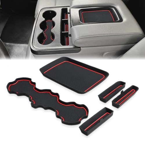 Silicon Organizer Tray Mat Compatible with Silverado 1500 BenchSeats (Red / 5 piece/set)