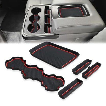 Silicon Organizer Tray Mat Compatible with Silverado 1500 BenchSeats (Red / 5 piece/set)