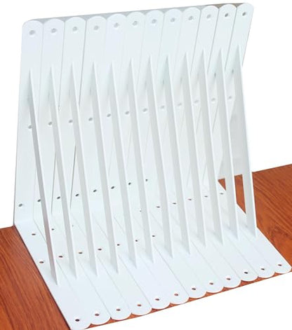 12 Pack L11 x H 8" White Heavy Duty Shelf Brackets with Screws Metal Shelf Brackets Shelf Support Angle Brackets for Shelves L Brackets Heavy Duty Floating Shelf (12 Pack-White / 11''x8'')