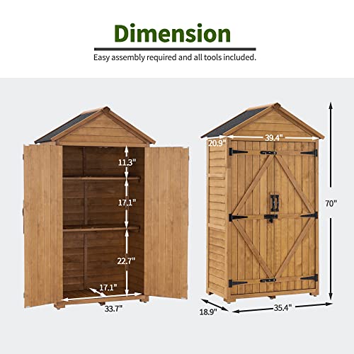 Outdoor Storage Cabinet with 2 Shelves (Natural)