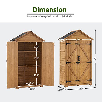 Outdoor Storage Cabinet with 2 Shelves (Natural)
