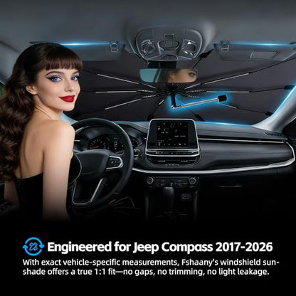 Windshield Sun Shade Umbrella for Jeep Compass 2017 (For Jeep Compass 2017-2026)