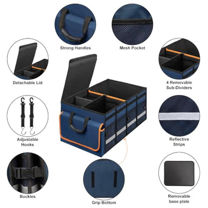 Car Trunk Organizer and Storage for Car (Blue / Medium)