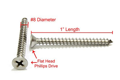 8 X 1'' Stainless Flat Head Phillips Wood Screw (#8 X 1'')